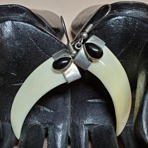 Claw Earrings Capped in .925 w/ Onyx Cabochon